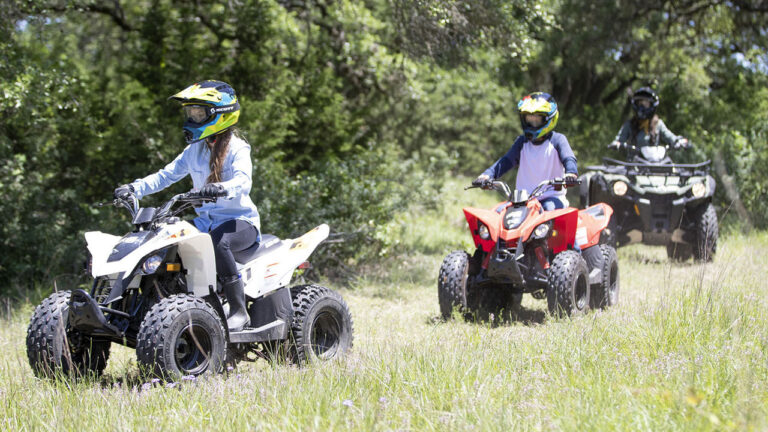 2021 Can-Am DS 90 X. Photograph shows the 2020 model.